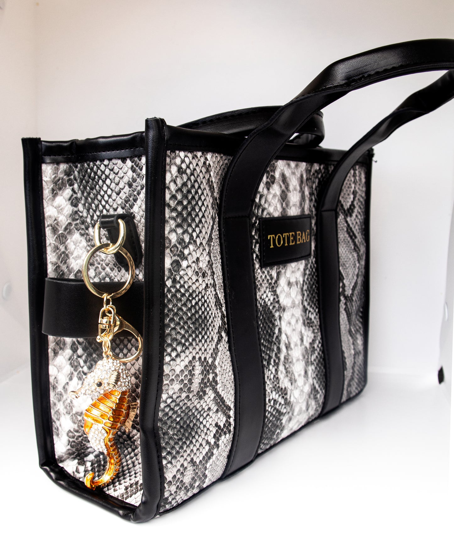 tote bag pithon noir